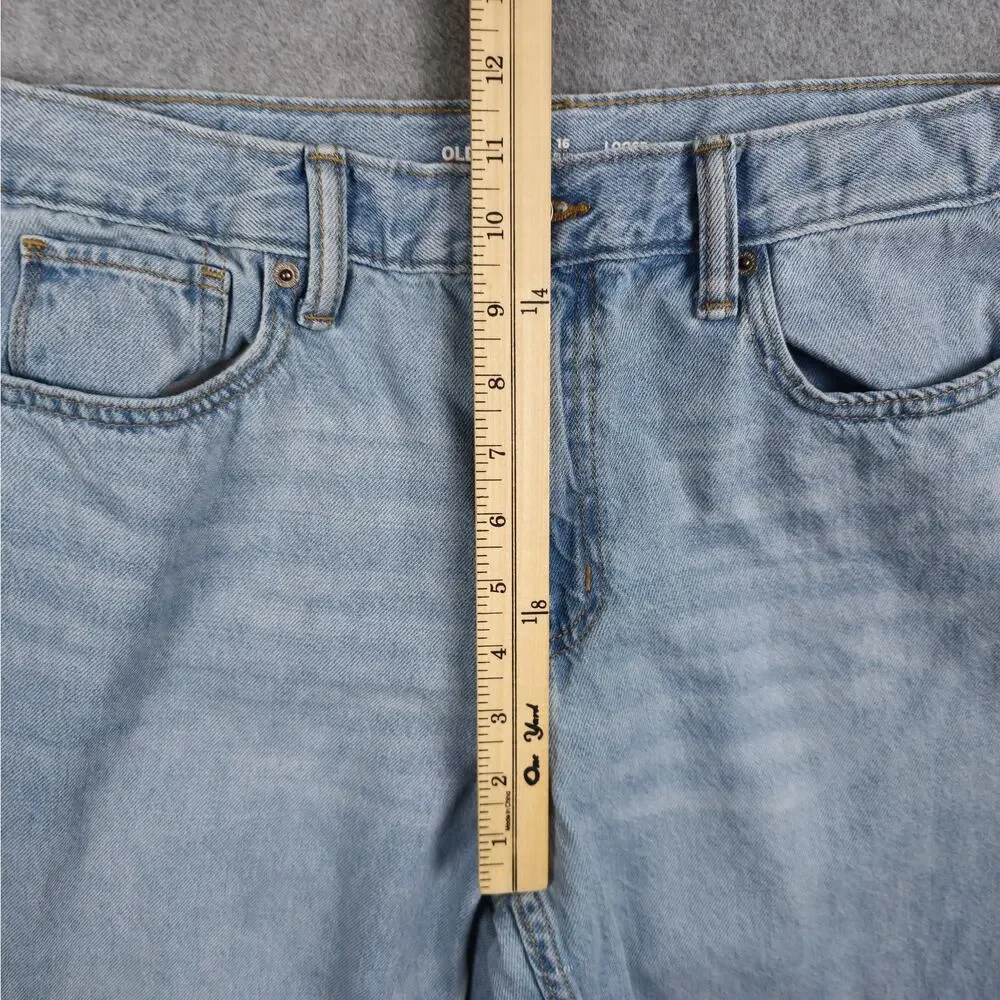 Old Navy Girls 16 Plus Light Wash Loose Jeans 32x30 Adjustable Waist